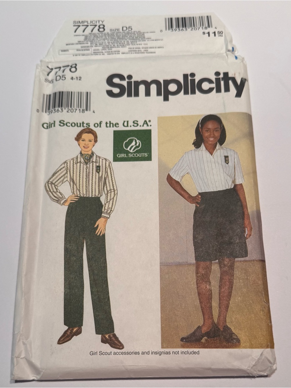 Vintage Girl Scouts of USA Adult Uniform Pattern Simplicity 7778 Size D5 4-12